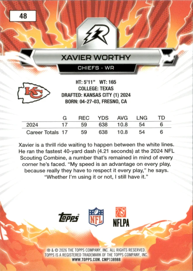 Xavier Worthy card back