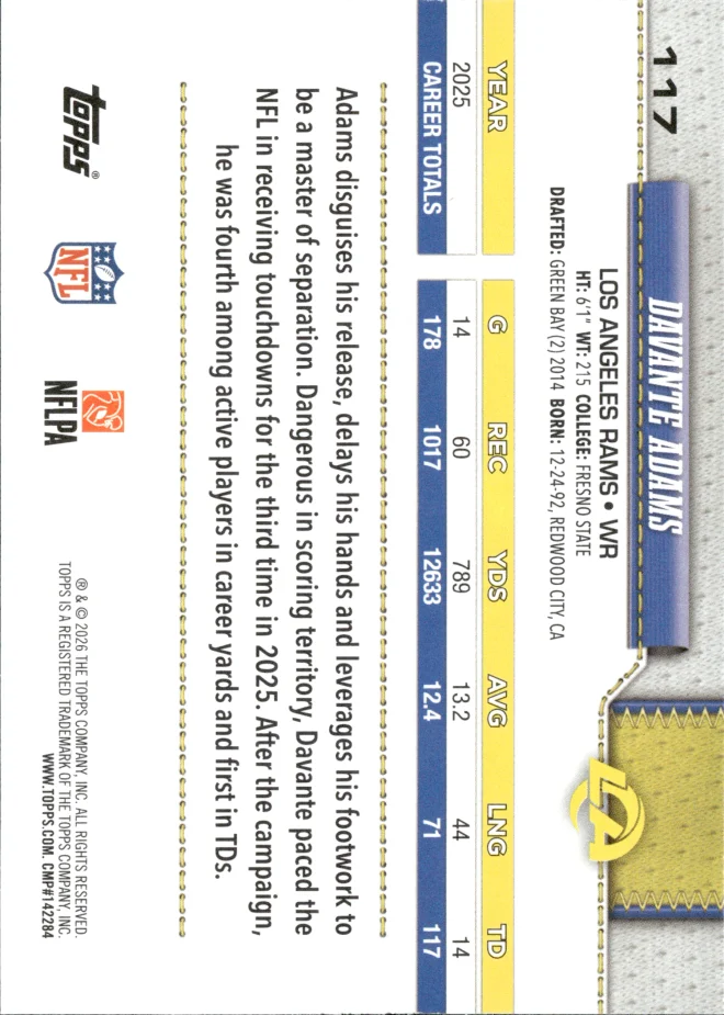 Davante Adams card back