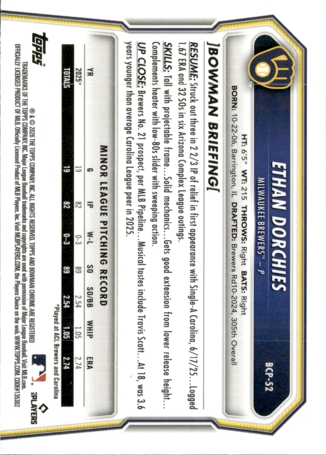 Ethan Dorchies card back