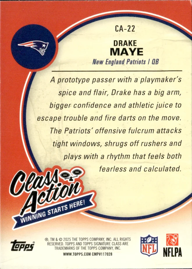 Drake Maye card back