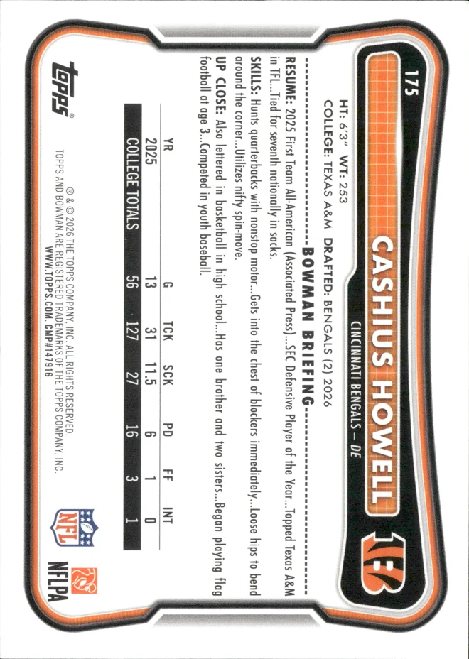 Cashius Howell card back