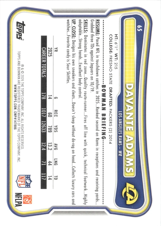 Davante Adams card back