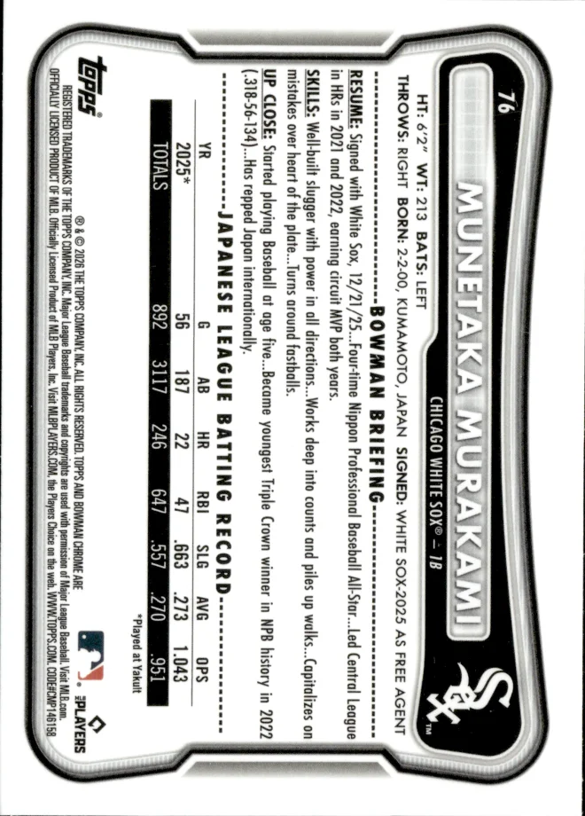 Munetaka Murakami card back