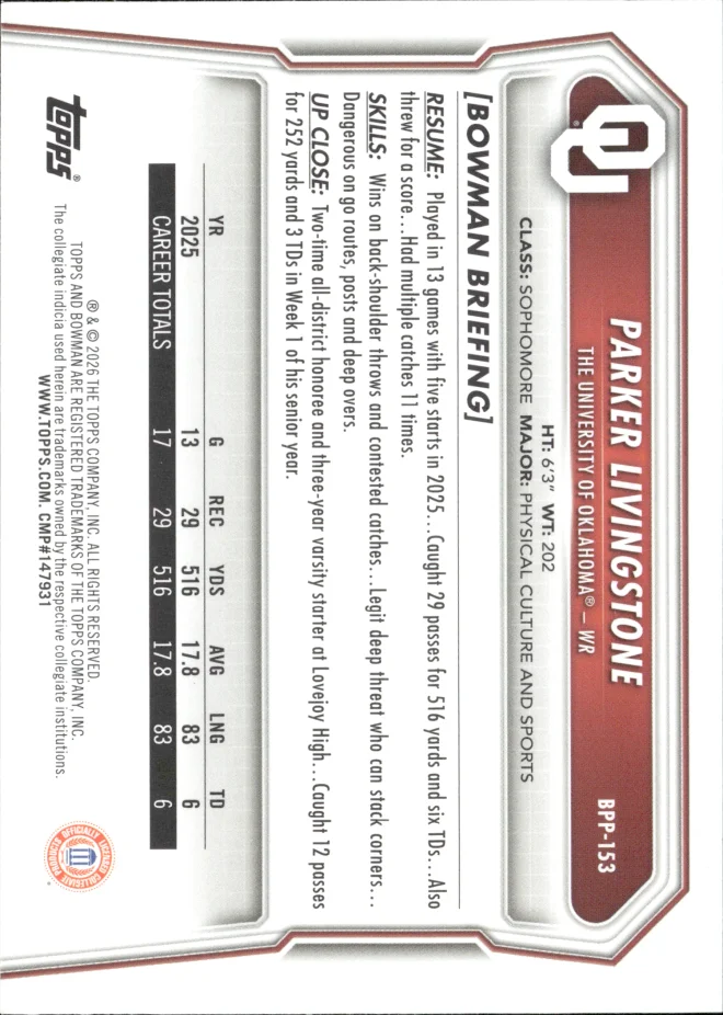 Parker Livingstone card back