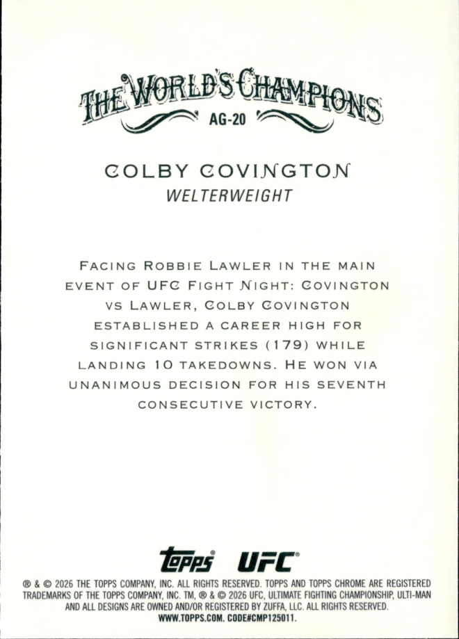 Colby Covington card back
