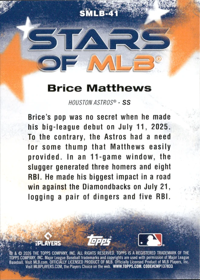 Brice Matthews card back