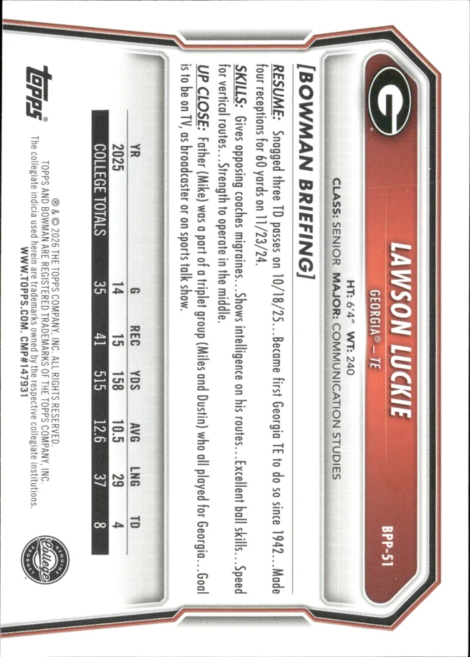 Lawson Luckie card back