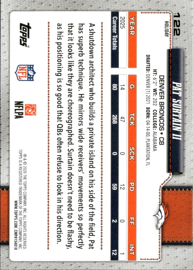 Pat Surtain II card back