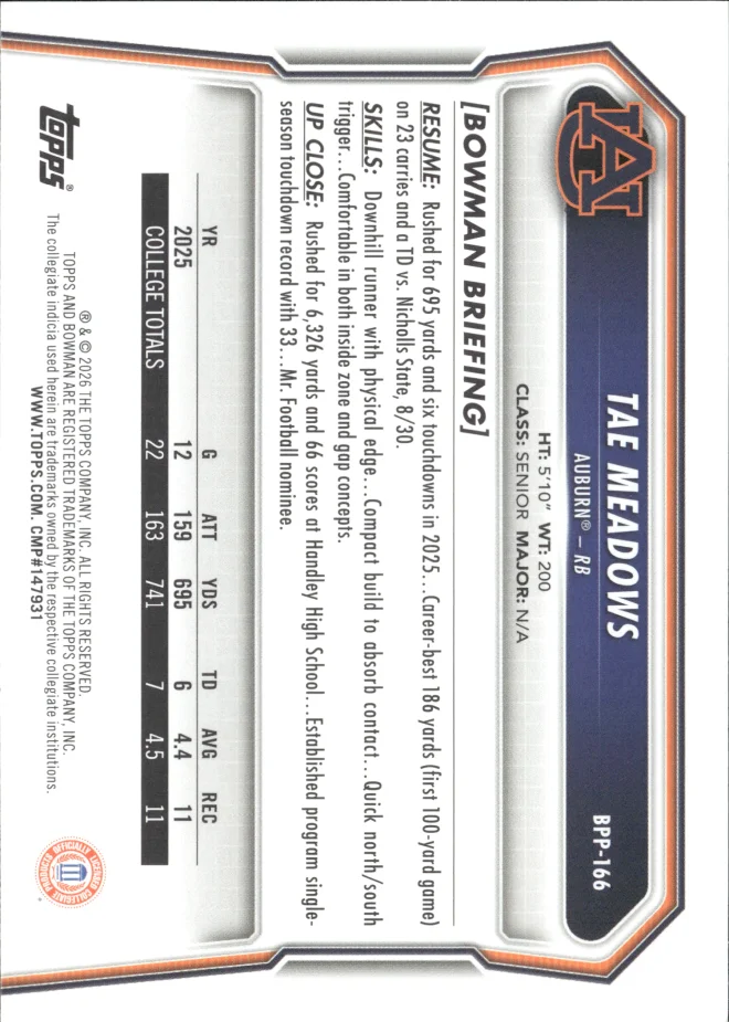 Tae Meadows card back