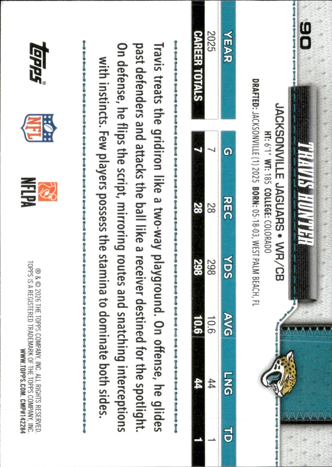 Travis Hunter card back