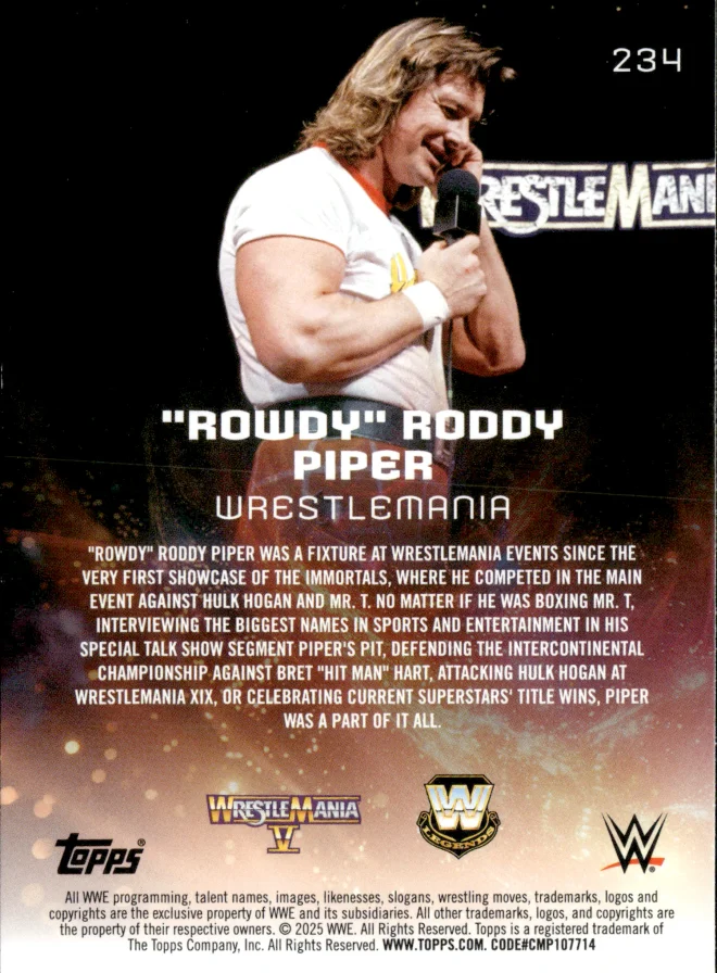 "Rowdy" Roddy Piper card back