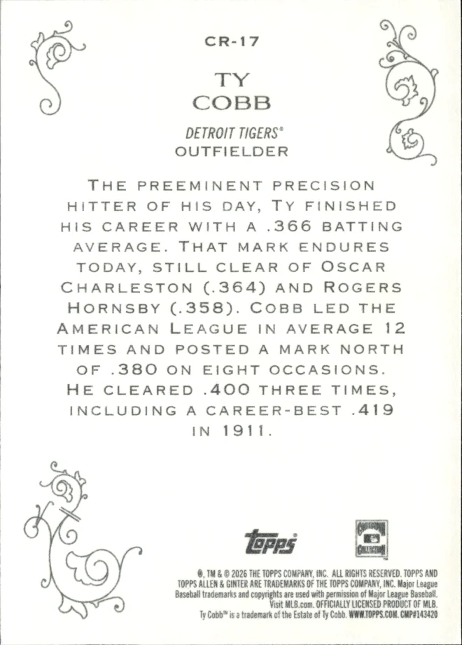 Ty Cobb card back