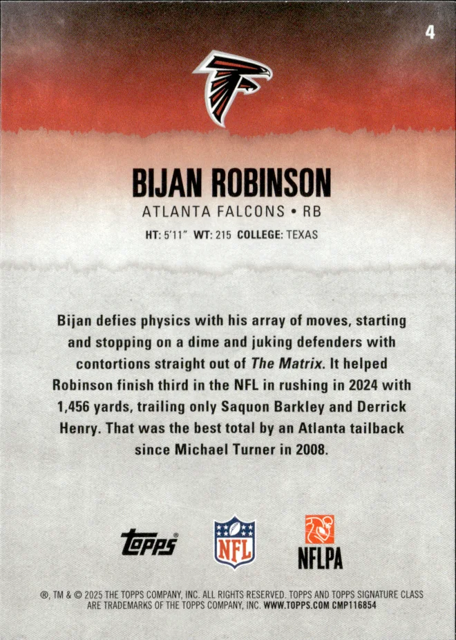 Bijan Robinson card back