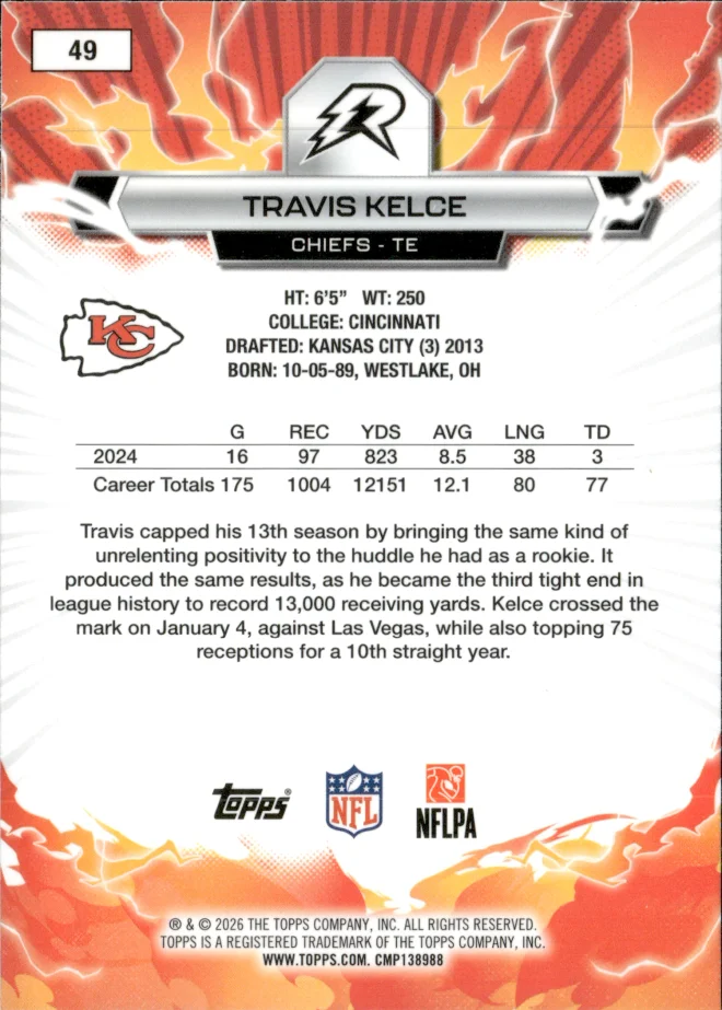 Travis Kelce card back