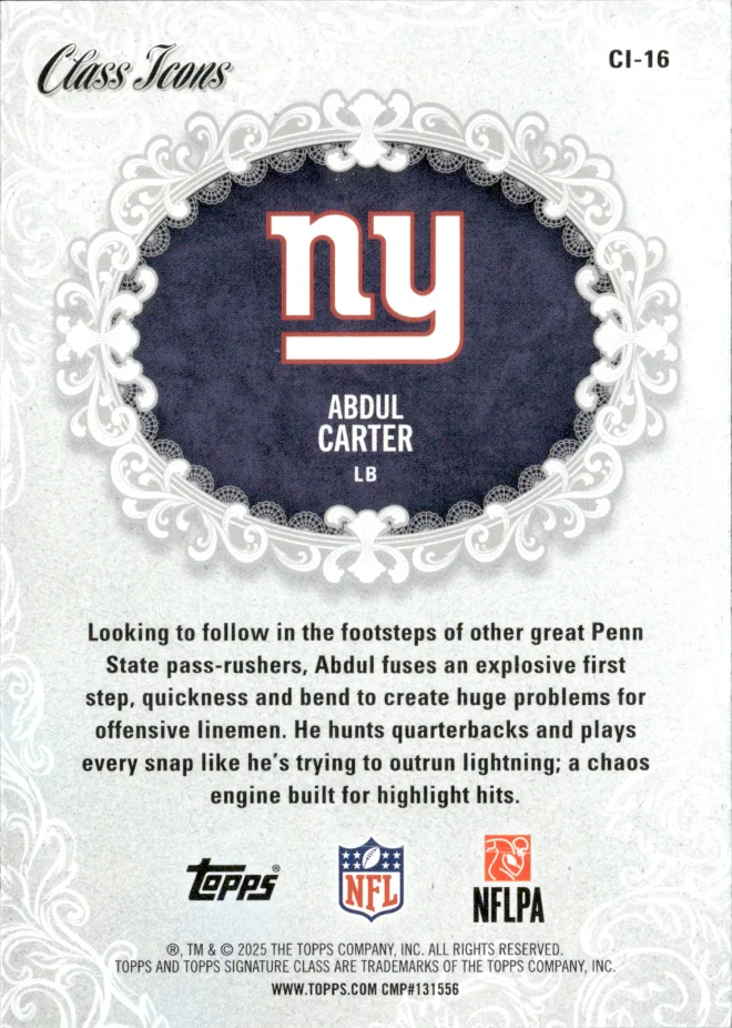 Abdul Carter card back