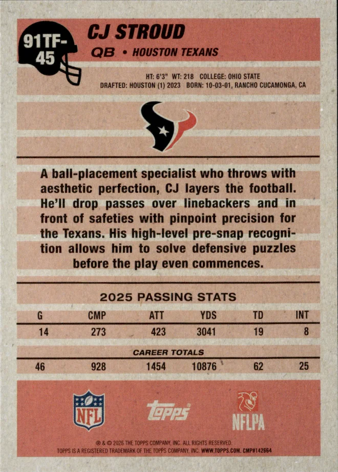 CJ Stroud card back