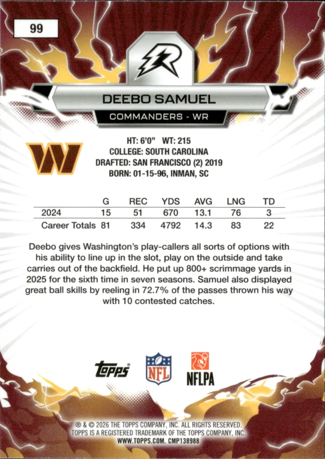 Deebo Samuel card back