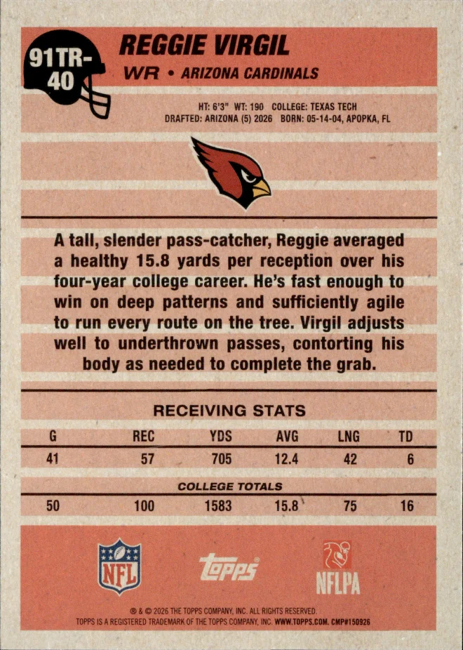 Reggie Virgil card back