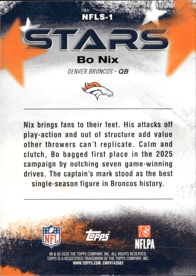 Bo Nix card back