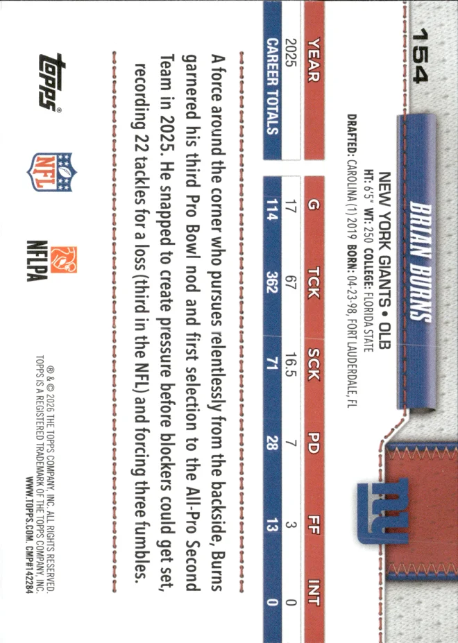 Brian Burns card back