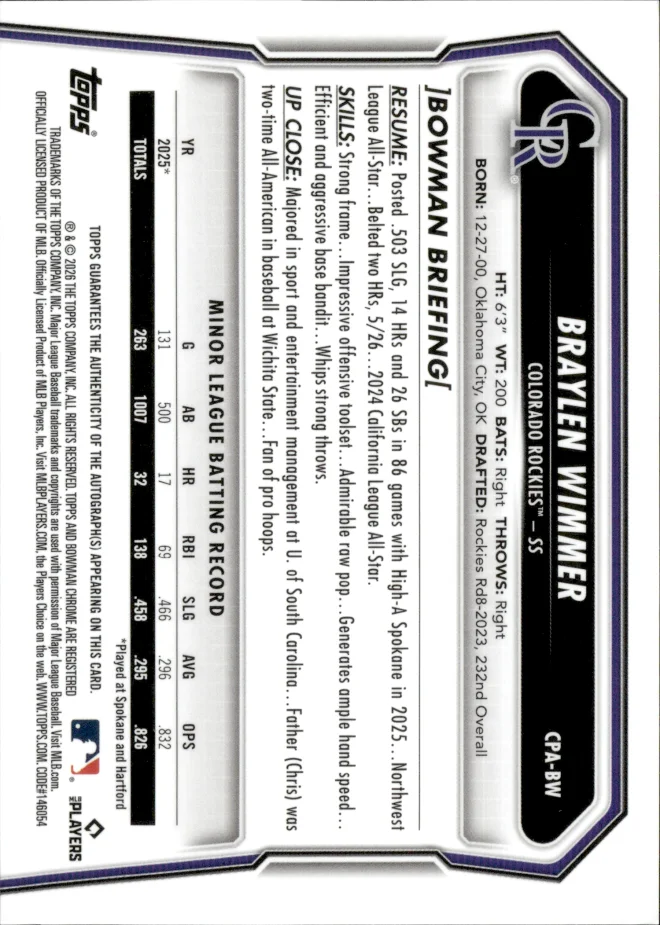Braylen Wimmer card back