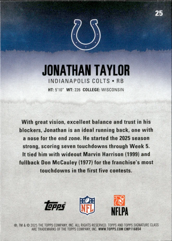 Jonathan Taylor card back