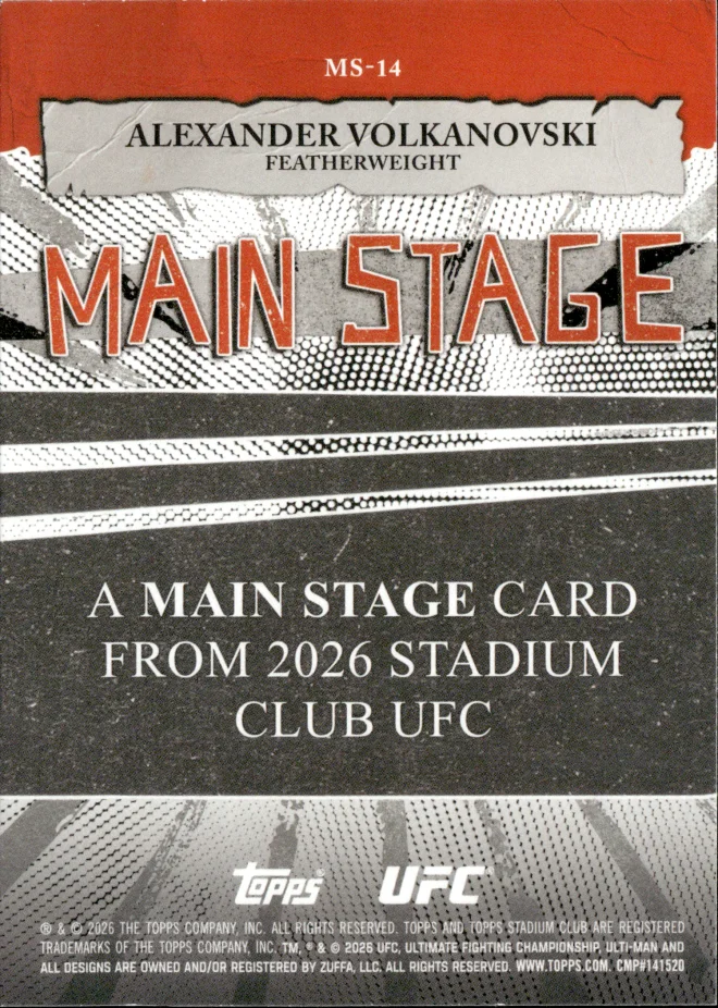 Alexander Volkanovski card back