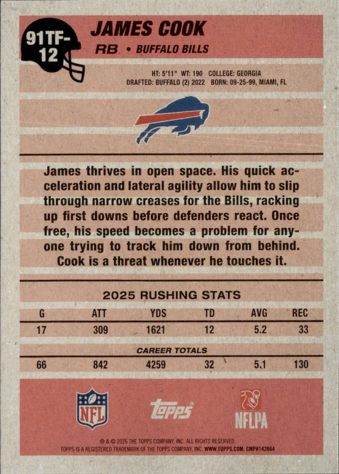 James Cook card back