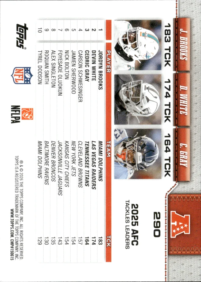 Jordyn Brooks / Devin White / Cedric Gray card back