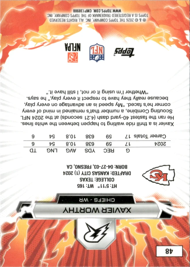 Xavier Worthy card back