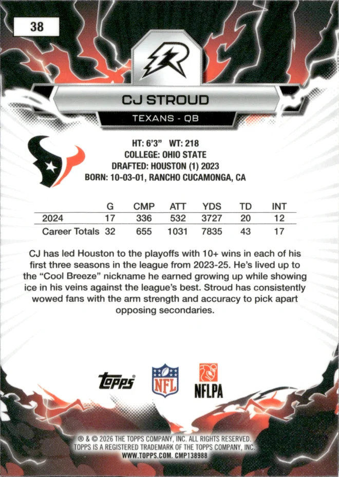 CJ Stroud card back
