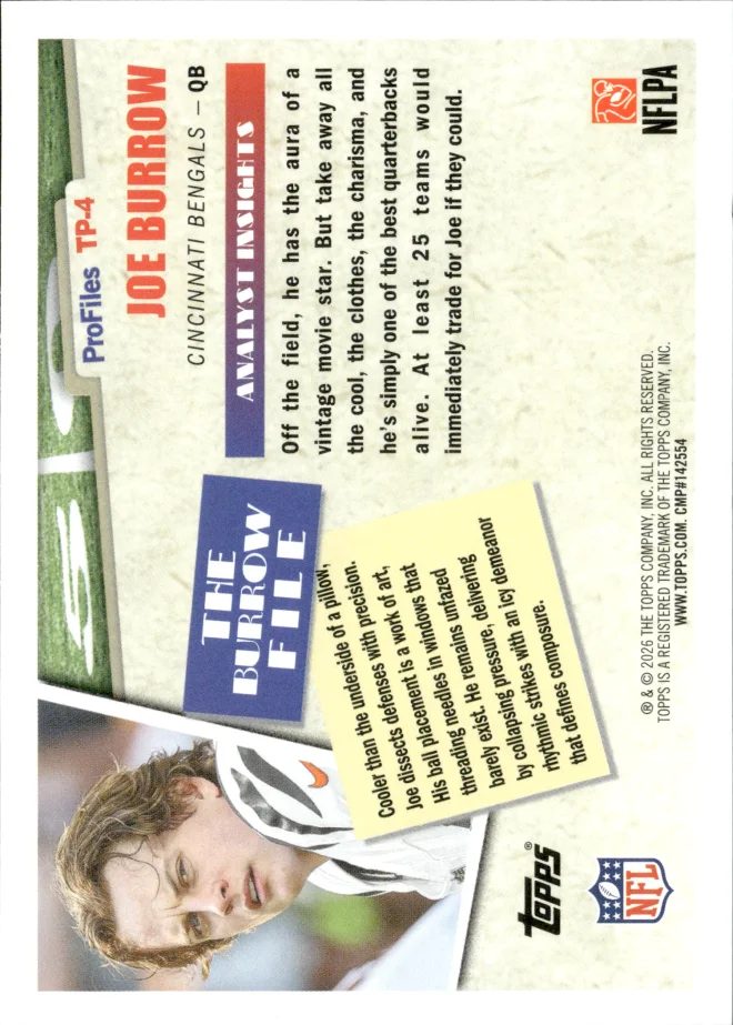Joe Burrow card back