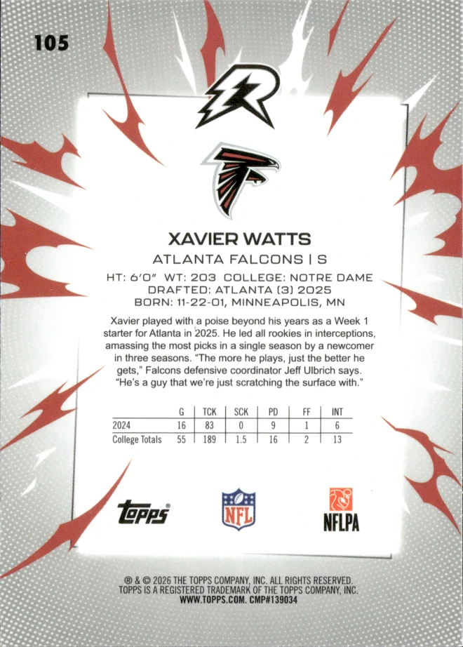 Xavier Watts card back