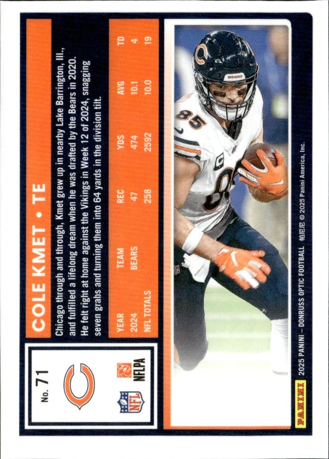 Cole Kmet card back