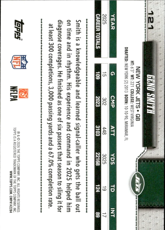 Geno Smith card back