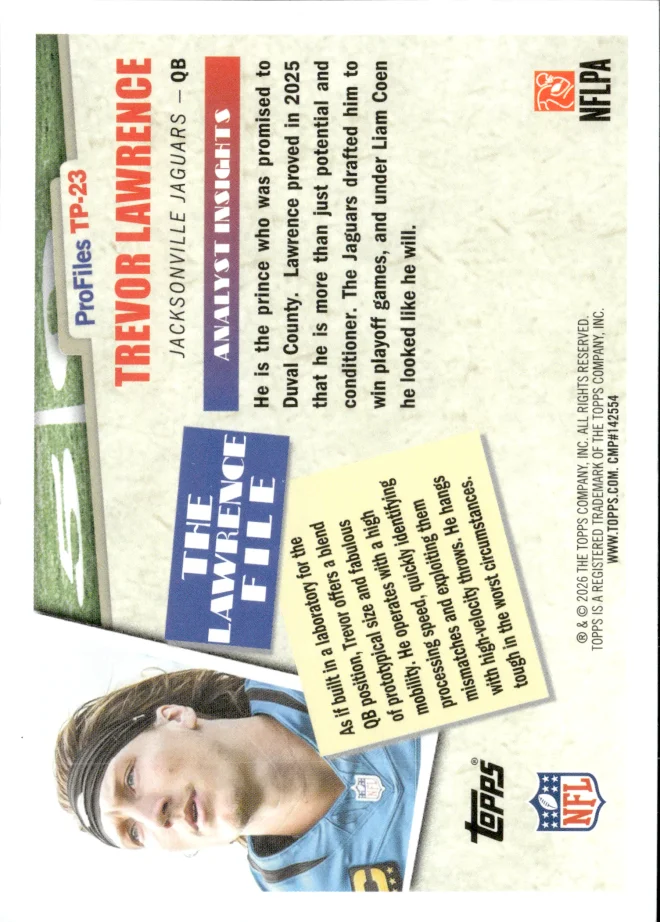 Trevor Lawrence card back
