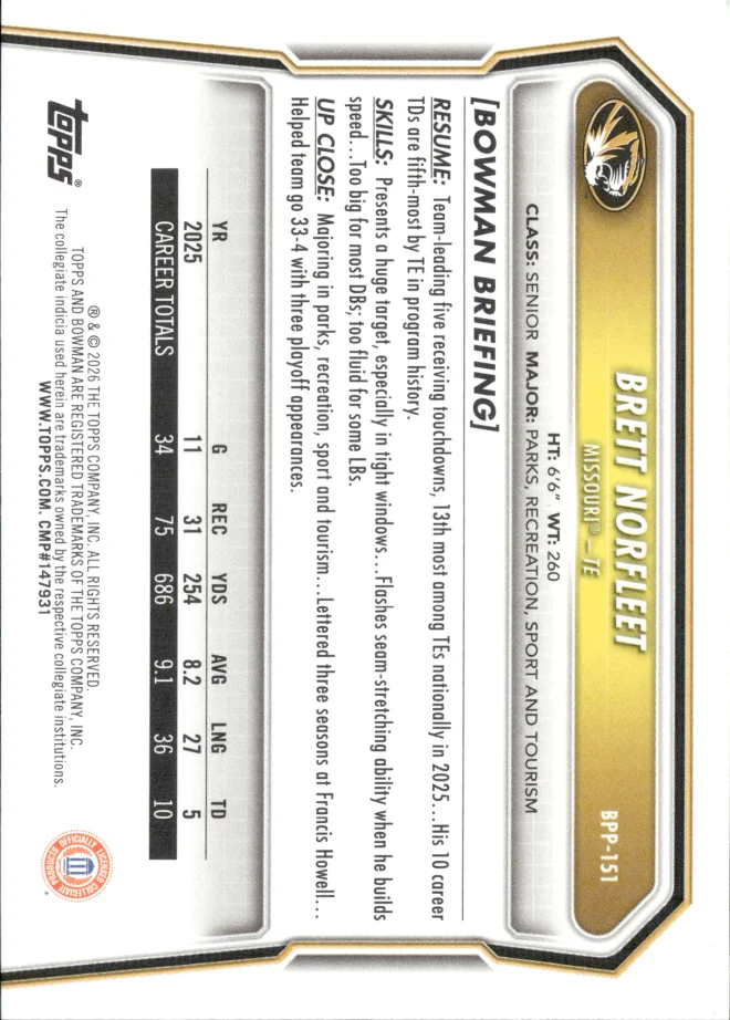 Brett Norfleet card back
