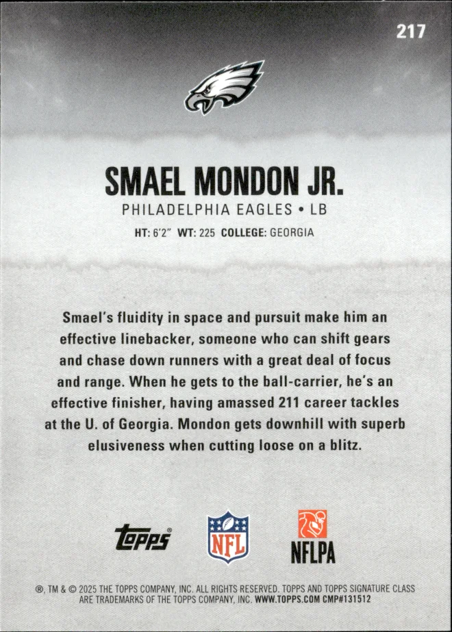 Smael Mondon Jr. card back