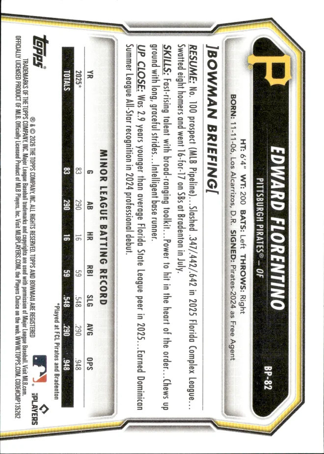 Edward Florentino card back