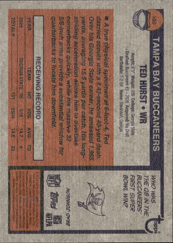 Ted Hurst card back