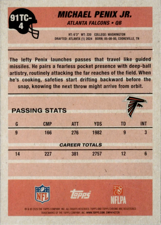 Michael Penix Jr. card back