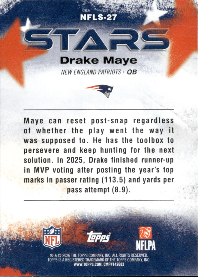 Drake Maye card back