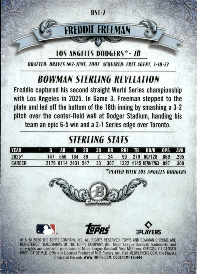 Freddie Freeman card back