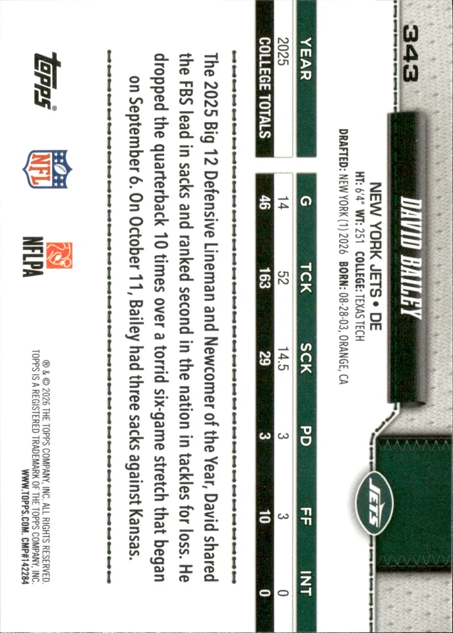David Bailey card back