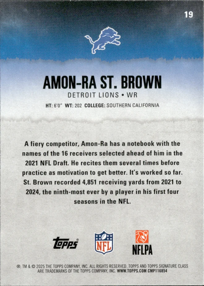 Amon-Ra St. Brown card back