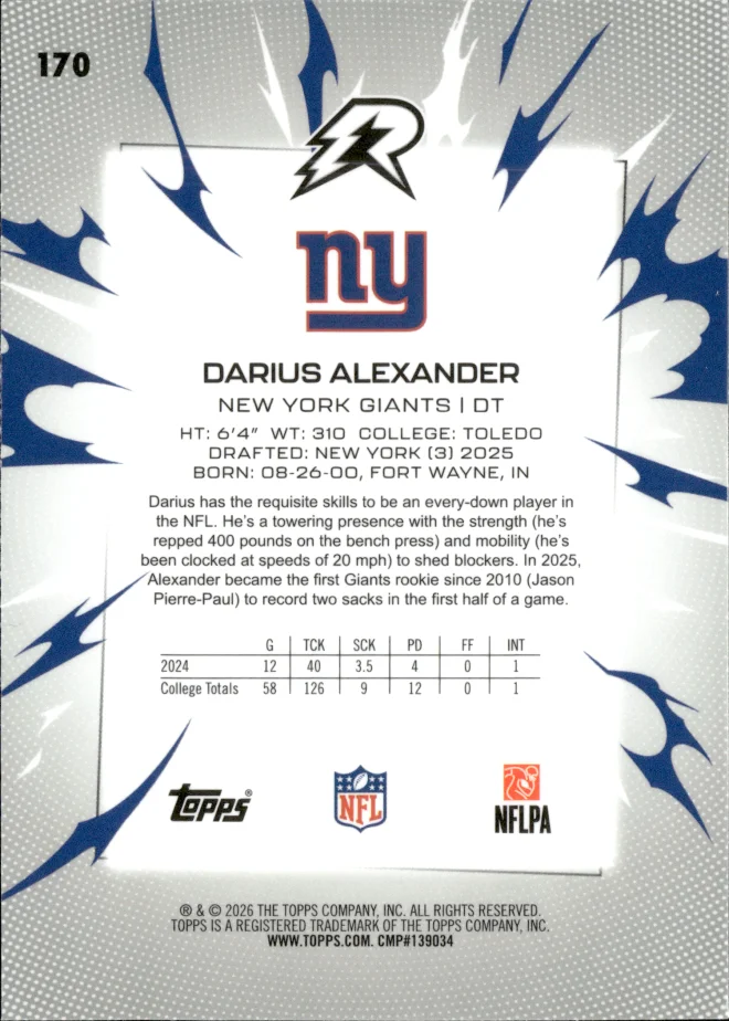 Darius Alexander card back