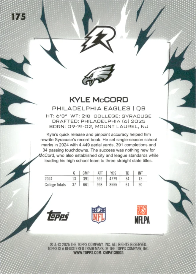 Kyle McCord card back