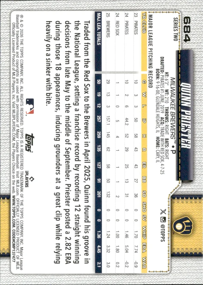 Quinn Priester card back