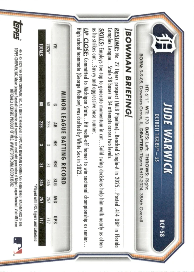 Jude Warwick card back