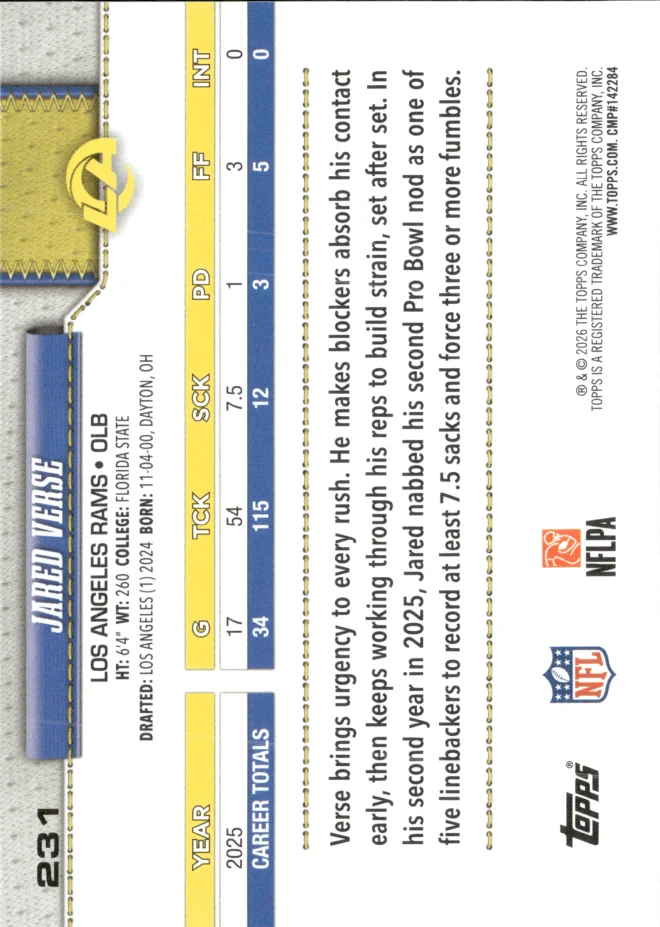 Jared Verse card back